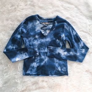 NWT Hollister navy criss cross long sleeve